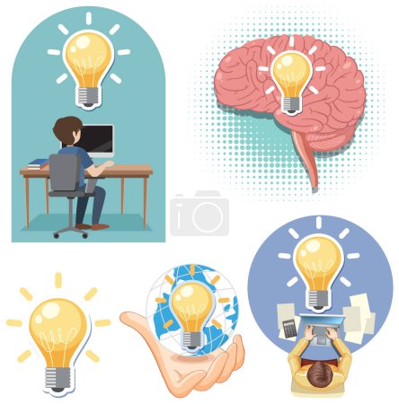 Téléchargez les illustrations : Light bulb in business concept illustration - en licence libre de droit