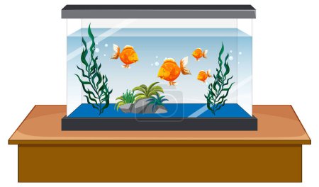 Ilustración de Aquarium tank with gold fishes on white background illustration - Imagen libre de derechos
