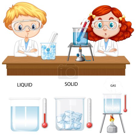 Ilustración de Student doing chemical experiment illustration - Imagen libre de derechos
