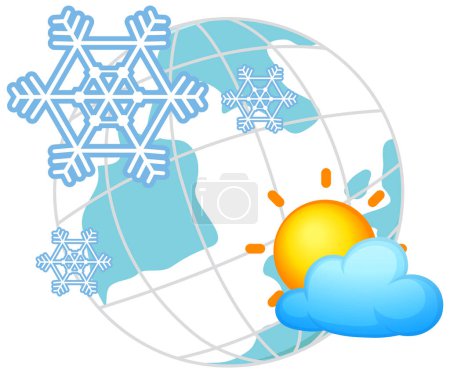 Illustration for Snowflake and sunny weather icon illustration - Royalty Free Image