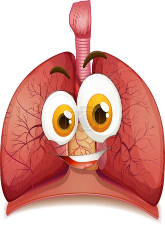 Illustration for Human lungs with face expression illustration - Royalty Free Image