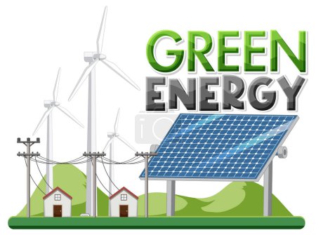 Téléchargez les illustrations : Texte d'énergie verte illustration de conception de bannière - en licence libre de droit