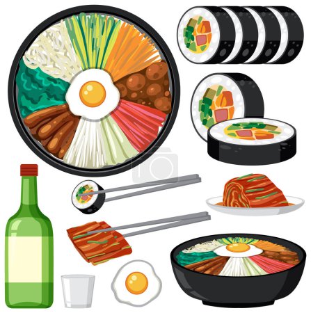 Ilustración de Korean traditional food vector illustration - Imagen libre de derechos