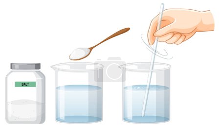 Illustration for Salt water in beaker experiment illustration - Royalty Free Image