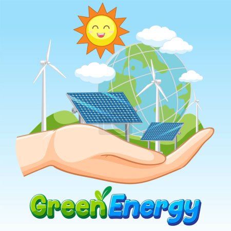 Téléchargez les illustrations : Green energy from natural resources vector concept illustration - en licence libre de droit