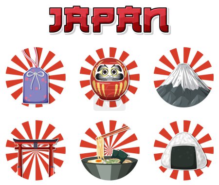 Téléchargez les illustrations : Japanese element nation tradition symbol illustration - en licence libre de droit
