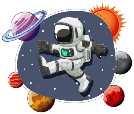 Illustration for Astronaut in the space in cartoon style illustration - Royalty Free Image