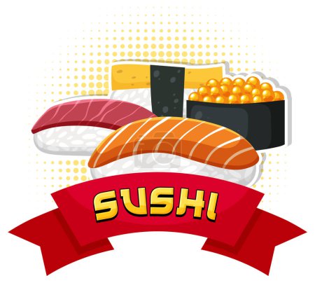 Téléchargez les illustrations : Sushi Japonais nation tradition nourriture symbole illustration - en licence libre de droit