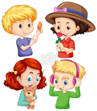 Ilustración de Conjunto de dibujos animados para niños ilustración de personajes - Imagen libre de derechos