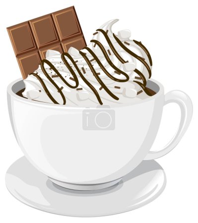 Téléchargez les illustrations : Chocolat chaud avec illustration à la crème fouettée - en licence libre de droit