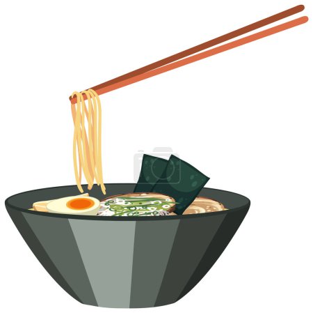 Téléchargez les illustrations : Japanese Ramen Noodles Bowl illustration - en licence libre de droit