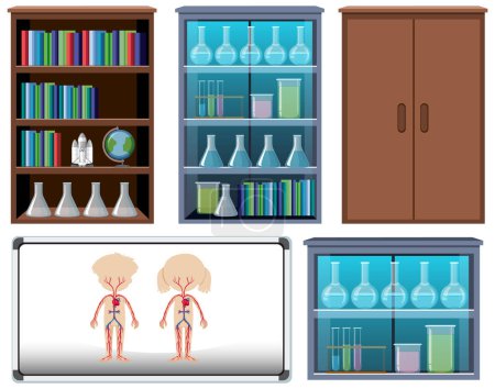 Illustration for Set of anatomy element in the classroom background illustration - Royalty Free Image