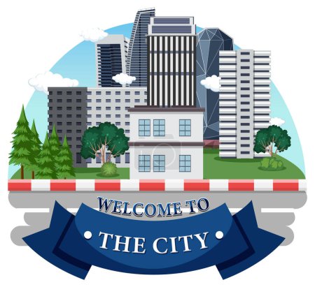 Téléchargez les illustrations : Welcome to the city vector illustration - en licence libre de droit