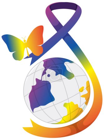 Téléchargez les illustrations : Rainbow butterfly flat style illustration - en licence libre de droit