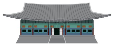 Téléchargez les illustrations : Ancienne illustration de bâtiment coréen traditionnel - en licence libre de droit
