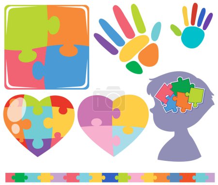 Illustration for Jigsaw puzzle colourful in different forms illustration - Royalty Free Image