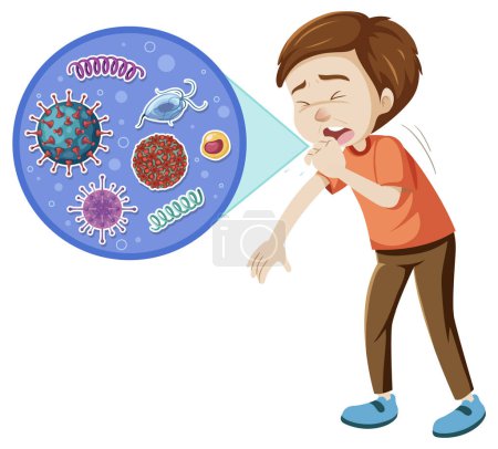 Ilustración de A man cough from having germs illustration - Imagen libre de derechos