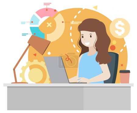 Illustration for Working characters flat design for web banner illustration - Royalty Free Image