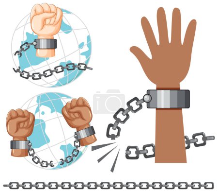 Téléchargez les illustrations : Hands Breaking Chains Vector illustration - en licence libre de droit