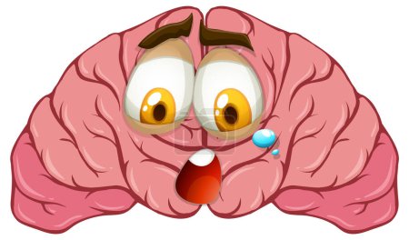 Ilustración de Cartoon human brain with facial expression illustration - Imagen libre de derechos