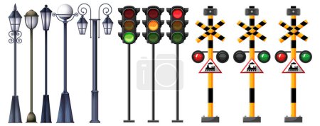 Illustration for Set for Traffic Lights and Signals illustration - Royalty Free Image