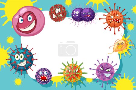 Illustration for Germ bacteria and virus background frame template illustration - Royalty Free Image