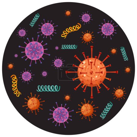 Illustration for Bacterial microorganism in circle illustration - Royalty Free Image