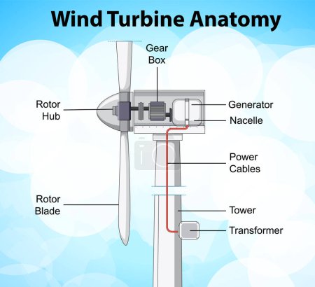 Illustration for Wind turbine anatomy diagram illustration - Royalty Free Image