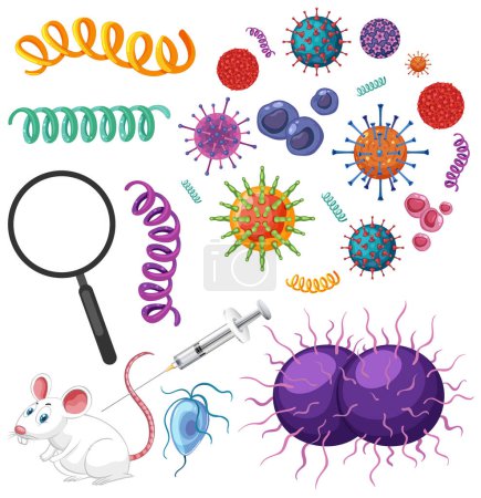 Téléchargez les illustrations : Bactéries Germes et virus Illustration de la collection - en licence libre de droit