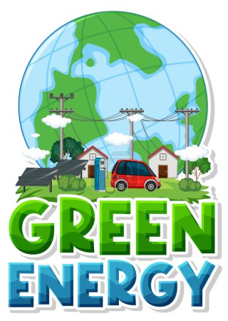 Téléchargez les illustrations : Green energy text banner design illustration - en licence libre de droit