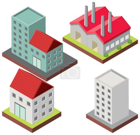 Illustration for Isometric Buildings and Houses Set illustration - Royalty Free Image
