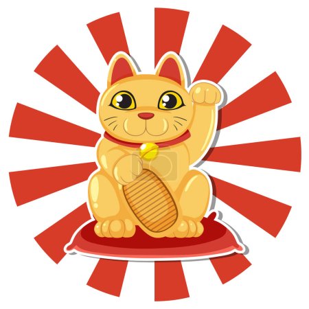 Téléchargez les illustrations : Maneki neko Japanese cat nation tradition symbol illustration - en licence libre de droit