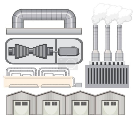 Ilustración de Ilustración del conjunto de elementos de fábrica industrial - Imagen libre de derechos