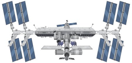 Ilustración de Estación Espacial Internacional (ISS) sobre fondo blanco ilustración - Imagen libre de derechos