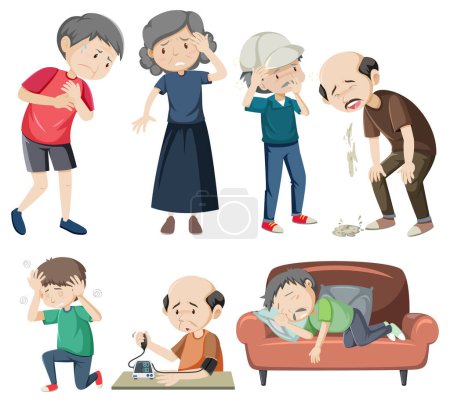 Ilustración de Conjunto de ancianos enfermedad ilustración - Imagen libre de derechos