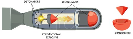 Illustration for Components Inside of Uranium Nuclear Fission Bomb  illustration - Royalty Free Image