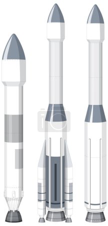 Illustration for Set of rockets and launch vehicles illustration - Royalty Free Image