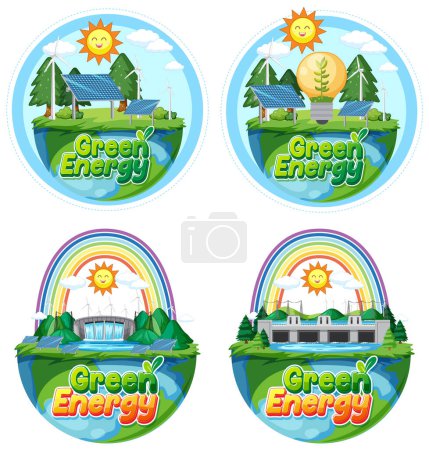 Ilustración de Green energy logo banner concept  illustration - Imagen libre de derechos