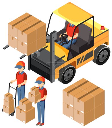 Illustration for Forklift truck with delivery and logistic concept illustration - Royalty Free Image