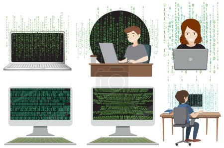 Illustration for Set of mix the computer code illustration - Royalty Free Image