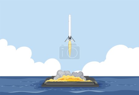 Ilustración de Ilustración de Rocket Launching into Space Concept - Imagen libre de derechos