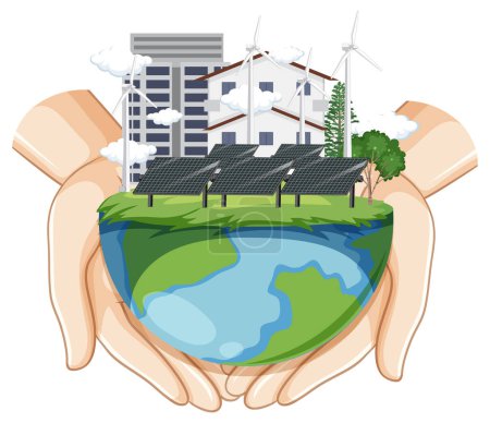 Téléchargez les illustrations : Green energy generated from natural resources vector concept illustration - en licence libre de droit