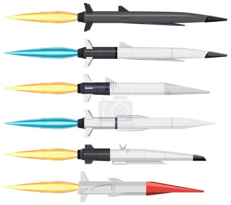 Illustration for Various Rockets Collection on White Background illustration - Royalty Free Image