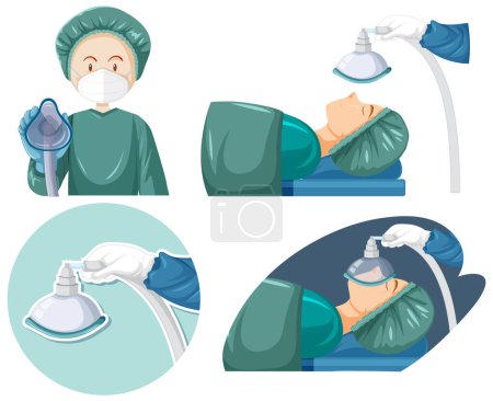 Illustration for Set of mix anesthesia day illustration - Royalty Free Image