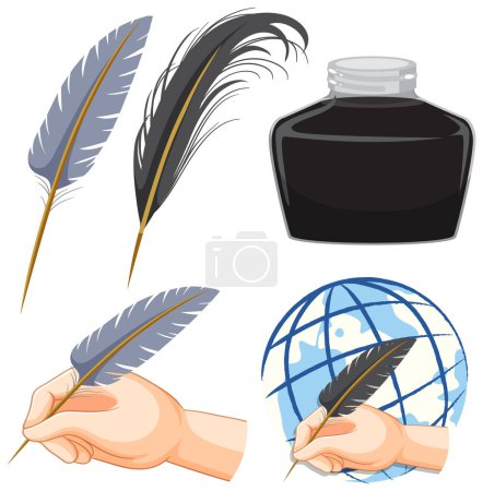 Illustration for Quill pens and Inks collection illustration - Royalty Free Image