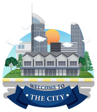 Téléchargez les illustrations : Welcome to the city vector illustration - en licence libre de droit
