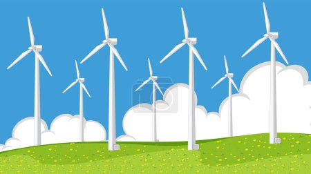 Téléchargez les illustrations : Illustration du concept de production d'énergie éolienne - en licence libre de droit