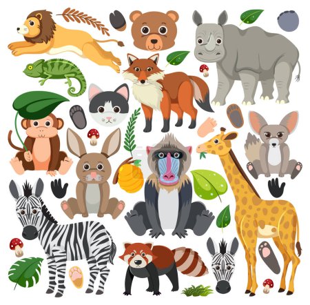 Illustration for Set of mix animal character illustration - Royalty Free Image