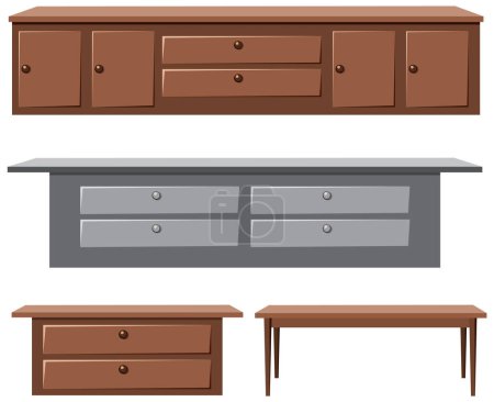 Illustration for Set of house furniture illustration - Royalty Free Image