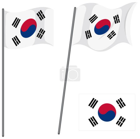 Illustration for South Korean Flag Waving Vector Design illustration - Royalty Free Image